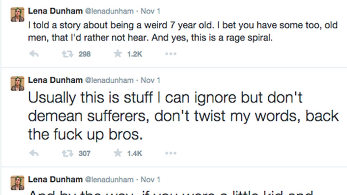 Hon har anklagats för sexövergrepp och på Twitter slår Dunham tillbaka. 